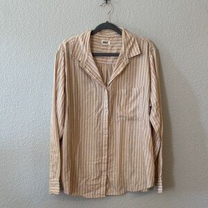 Pact Beige and White Striped Shirt